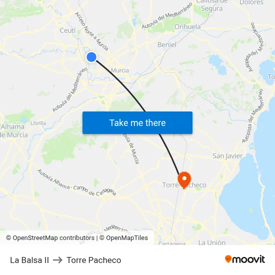 La Balsa II to Torre Pacheco map