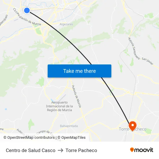 Centro de Salud Casco to Torre Pacheco map
