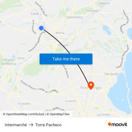 Intermarché to Torre Pacheco map