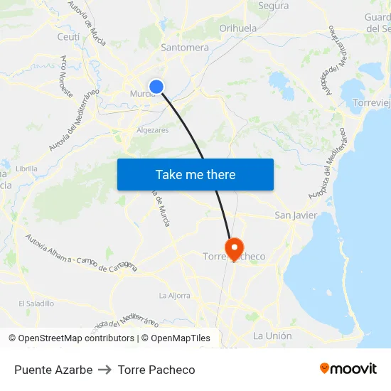 Puente Azarbe to Torre Pacheco map