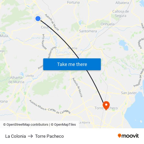 La Colonia to Torre Pacheco map