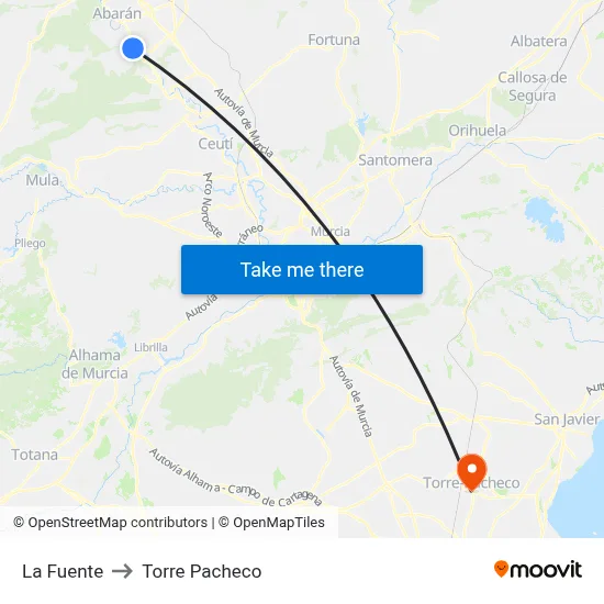 La Fuente to Torre Pacheco map