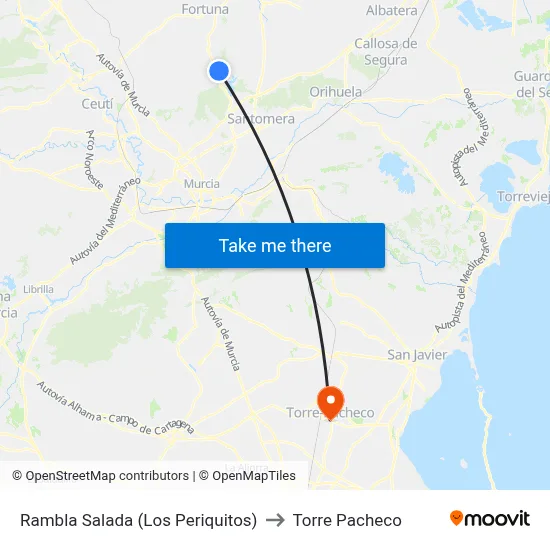 Rambla Salada (Los Periquitos) to Torre Pacheco map