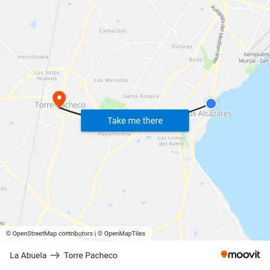 La Abuela to Torre Pacheco map