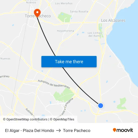 El Algar - Plaza Del Hondo to Torre Pacheco map