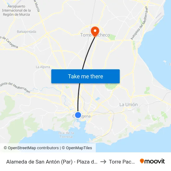 Alameda de San Antón (Par) - Plaza de España to Torre Pacheco map