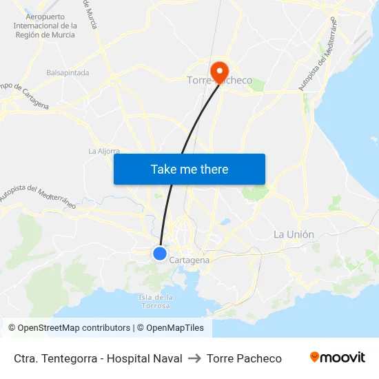 Ctra. Tentegorra - Hospital Naval to Torre Pacheco map