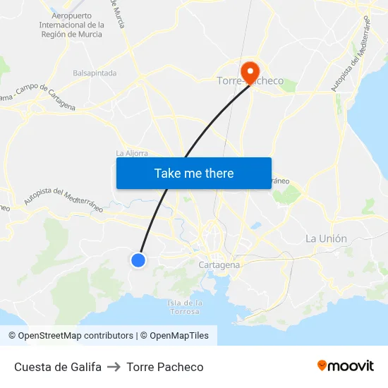 Cuesta de Galifa to Torre Pacheco map