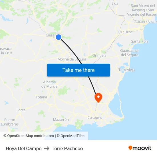 Hoya Del Campo to Torre Pacheco map
