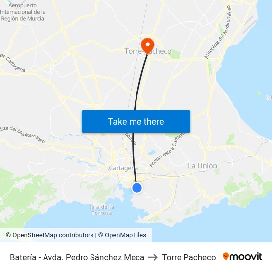 Batería - Avda. Pedro Sánchez Meca to Torre Pacheco map