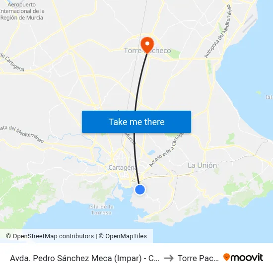 Avda. Pedro Sánchez Meca (Impar) - Conde de Ricla to Torre Pacheco map