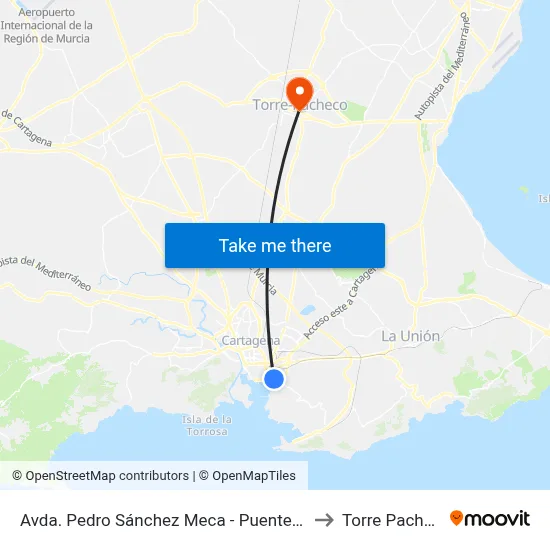 Avda. Pedro Sánchez Meca - Puente Viejo to Torre Pacheco map