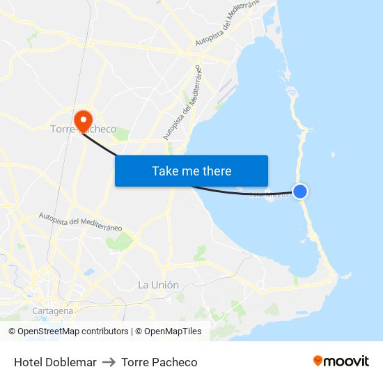 Hotel Doblemar to Torre Pacheco map