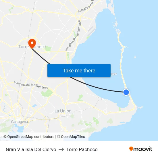 Gran Vía Isla Del Ciervo to Torre Pacheco map