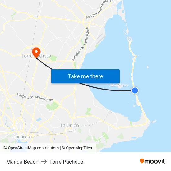 Manga Beach to Torre Pacheco map