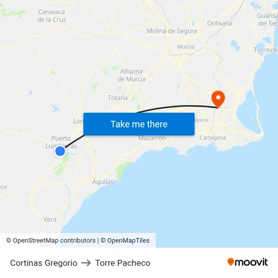 Cortinas Gregorio to Torre Pacheco map
