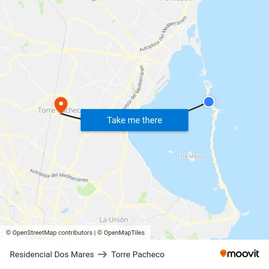 Residencial Dos Mares to Torre Pacheco map