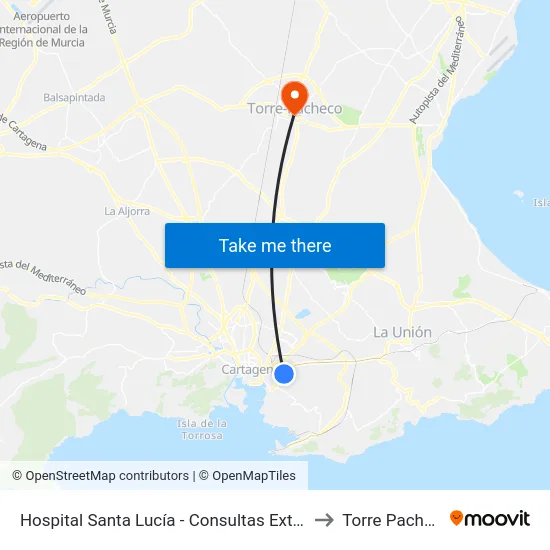 Hospital Santa Lucía - Consultas Externas to Torre Pacheco map