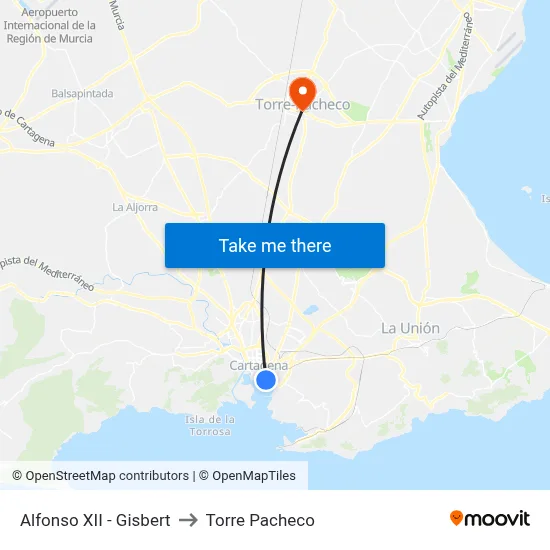 Alfonso XII - Gisbert to Torre Pacheco map