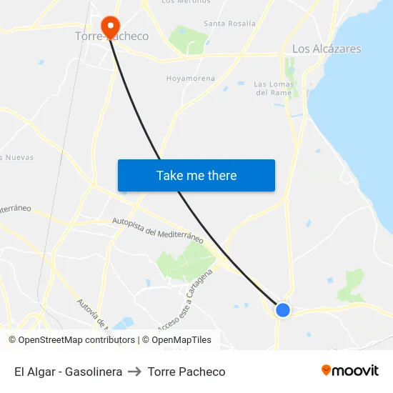 El Algar - Gasolinera to Torre Pacheco map