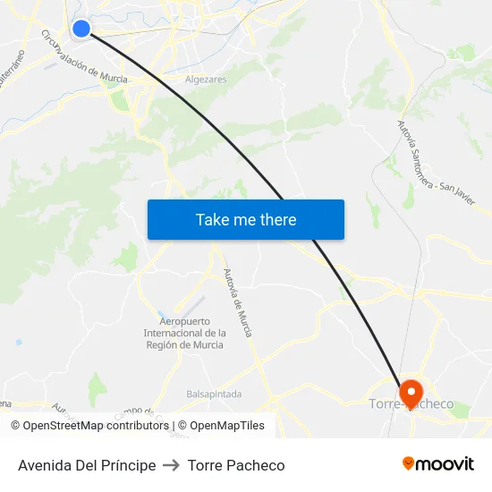 Avenida Del Príncipe to Torre Pacheco map