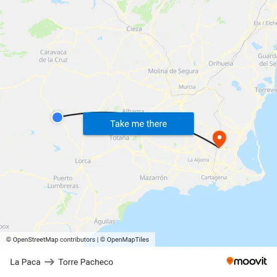 La Paca to Torre Pacheco map