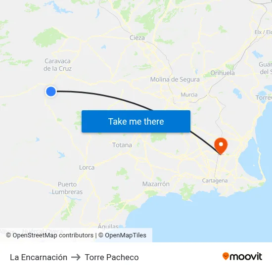 La Encarnación to Torre Pacheco map