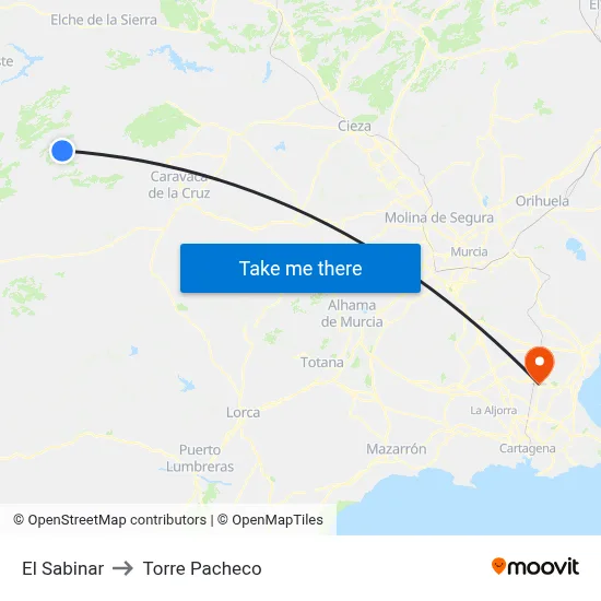 El Sabinar to Torre Pacheco map