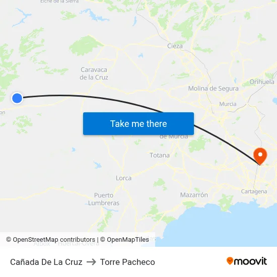 Cañada De La Cruz to Torre Pacheco map