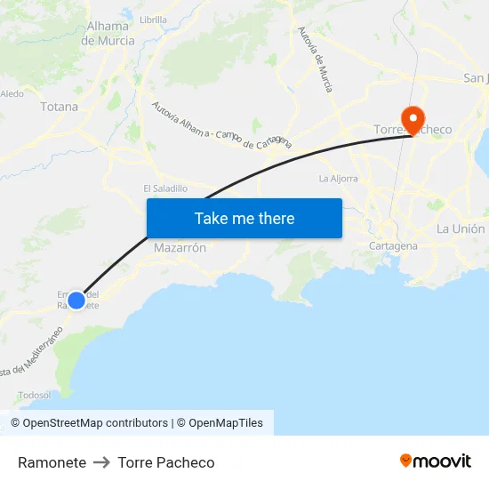 Ramonete to Torre Pacheco map