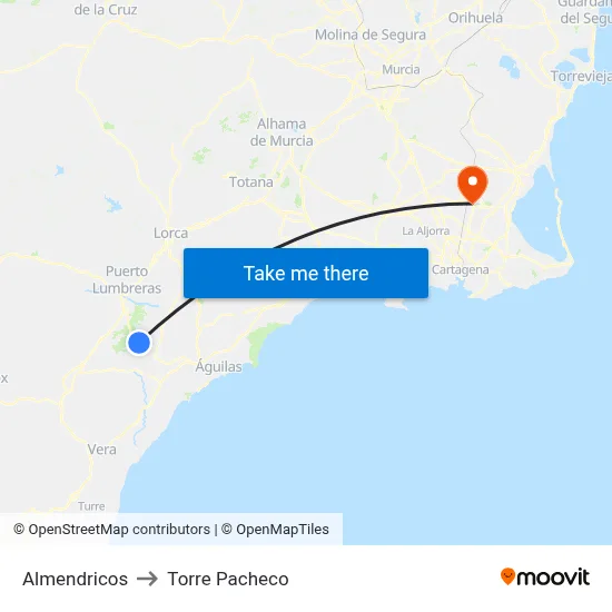 Almendricos to Torre Pacheco map