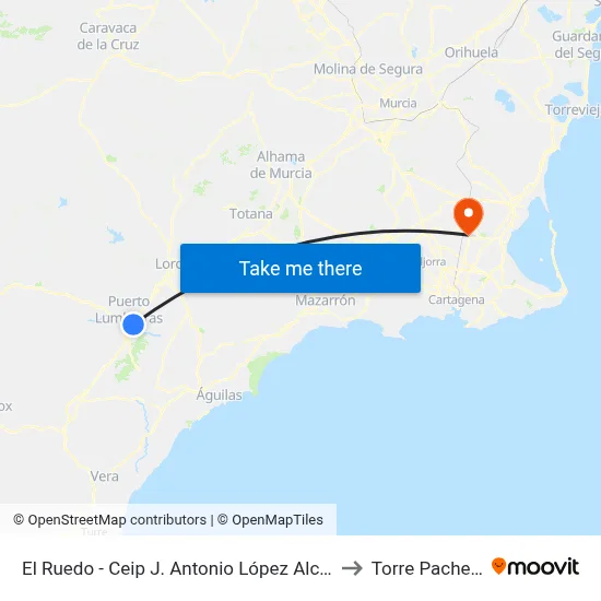 El Ruedo - Ceip J. Antonio López Alcaraz to Torre Pacheco map