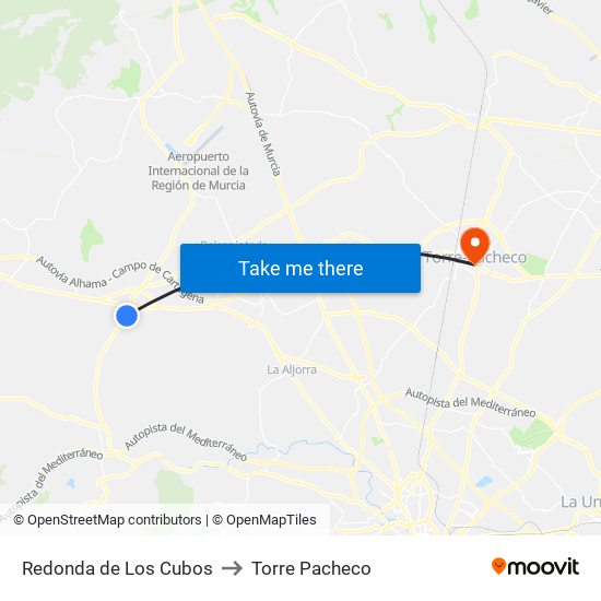 Redonda de Los Cubos to Torre Pacheco map