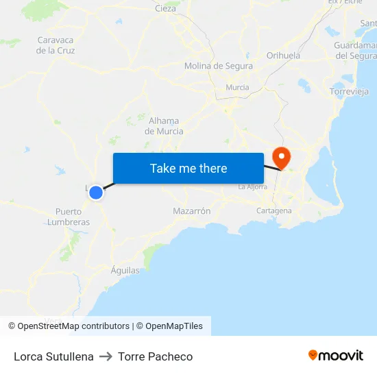 Lorca Sutullena to Torre Pacheco map