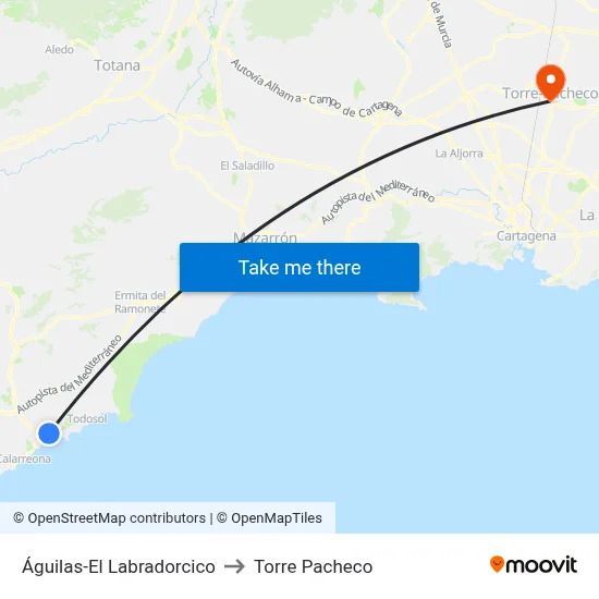Águilas-El Labradorcico to Torre Pacheco map