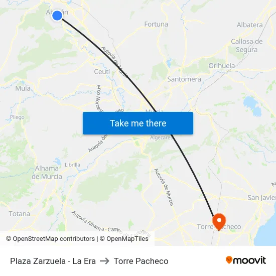 Plaza Zarzuela - La Era to Torre Pacheco map