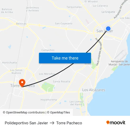 Polideportivo San Javier to Torre Pacheco map