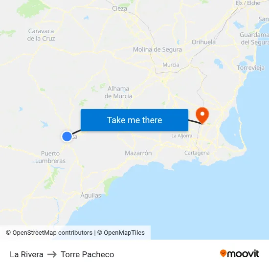 La Rivera to Torre Pacheco map