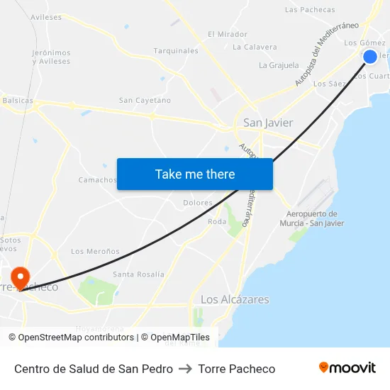 Centro de Salud de San Pedro to Torre Pacheco map