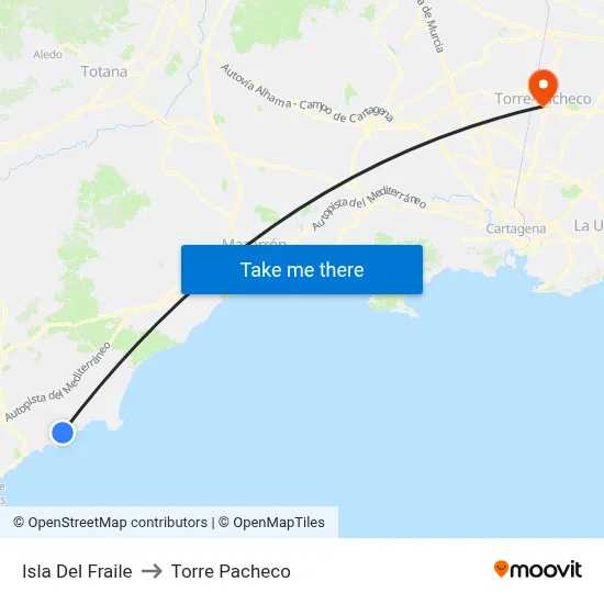 Isla Del Fraile to Torre Pacheco map