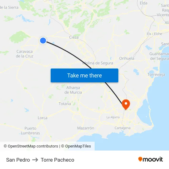 San Pedro to Torre Pacheco map