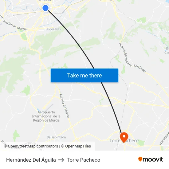 Hernández Del Águila to Torre Pacheco map