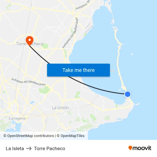 La Isleta to Torre Pacheco map