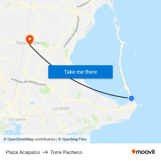 Plaza Acapulco to Torre Pacheco map