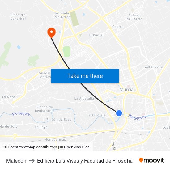 Malecón to Edificio Luis Vives y Facultad de Filosofía map