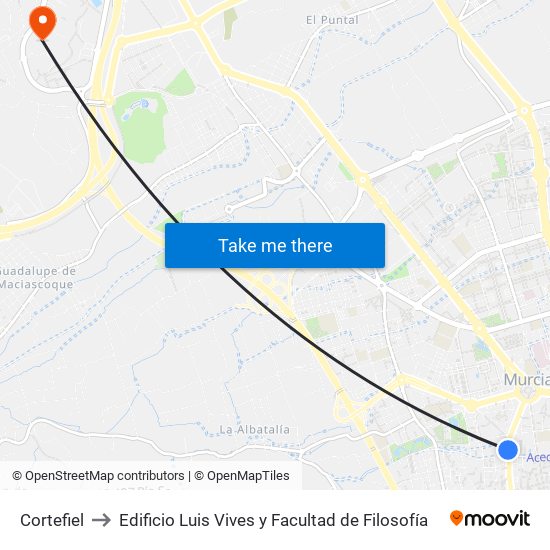 Cortefiel to Edificio Luis Vives y Facultad de Filosofía map