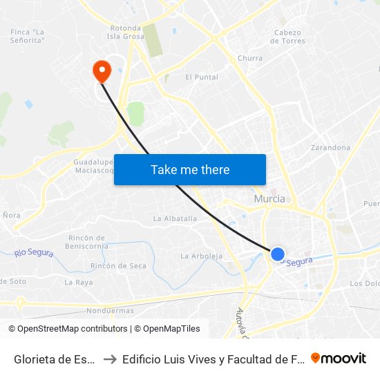 Glorieta de España to Edificio Luis Vives y Facultad de Filosofía map