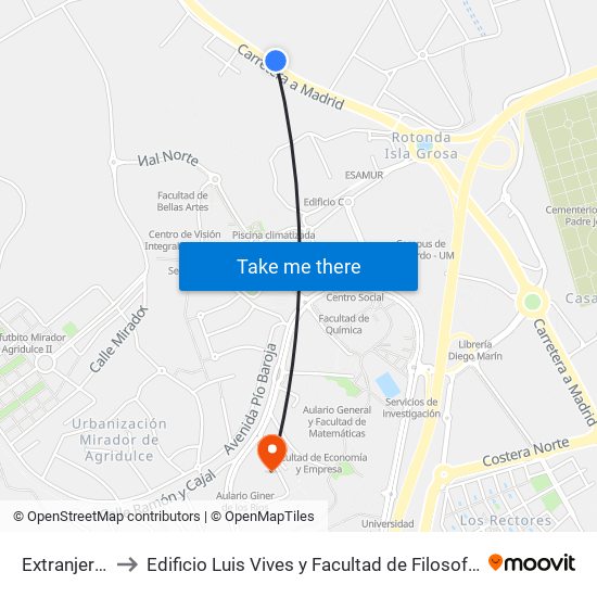 Extranjería to Edificio Luis Vives y Facultad de Filosofía map