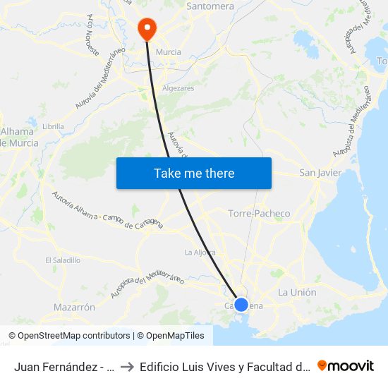 Juan Fernández - La Paz to Edificio Luis Vives y Facultad de Filosofía map