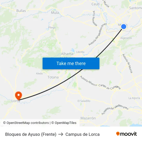 Bloques de Ayuso (Frente) to Campus de Lorca map